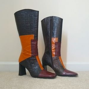 Coup D'etat leather 70s patchwork boot 7.5/8